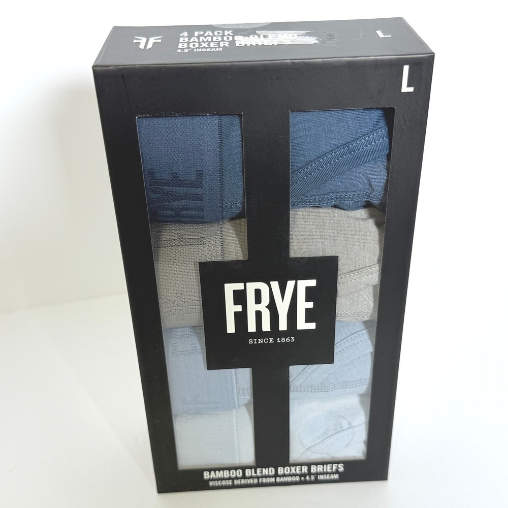 Frye Mens 4 Pack Bamboo Blend Boxer Briefs Blue Grey Large FR31616AS-BL